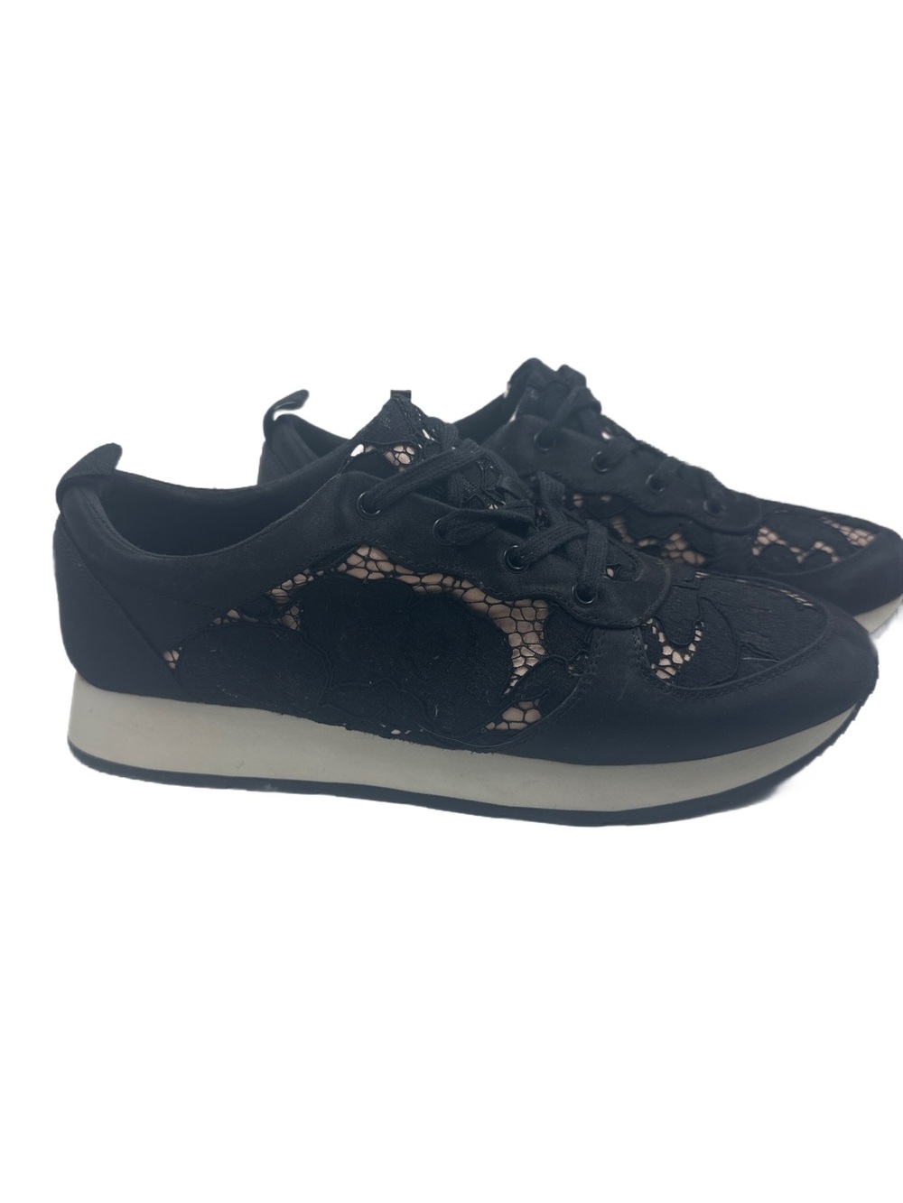 Zara Black Floral Lace Mesh Sneakers NWT EU 42 US 11